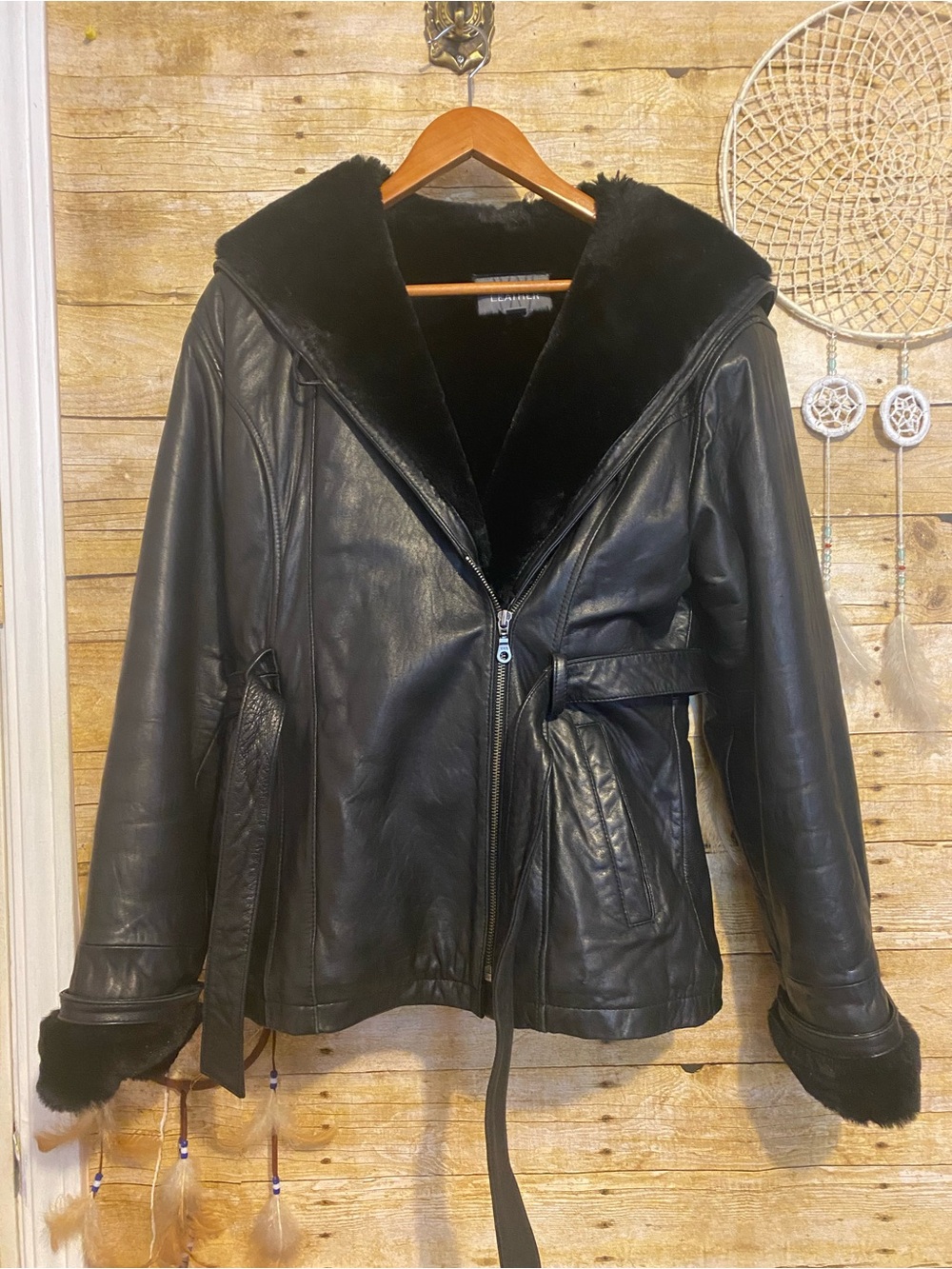 Wilsons Leather Faux Fur Belted Trench Jacket with Asymmetrical Zip - Picture 10 of 16